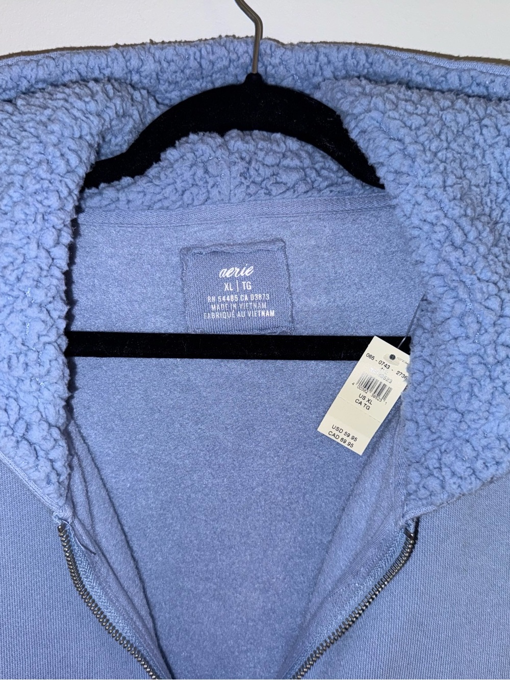 aerie Light Blue Sherpa-Lined Zip Hoodie - Picture 3 of 5